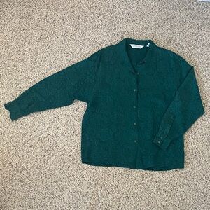 Vintage 100% Silk Express Teal Floral Shirt